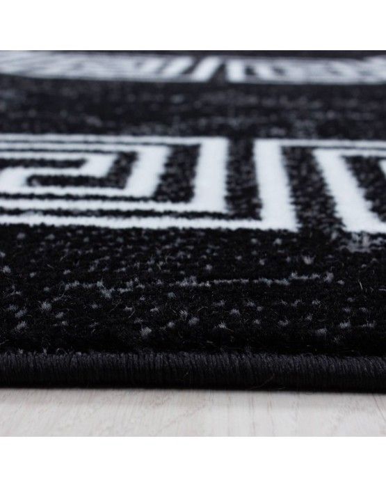 Matta - Modern Design - Ornamental Kant Marmor - Svart Vit - 160x230 cm - 100% Polypropen