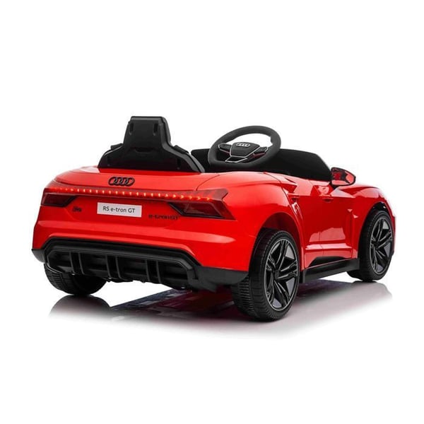 Elbil barn Audi RS E-tron GT 12V, röd, fjärrkontroll 2,4 GHz, USB/AUX/Bluetooth, litiumbatteri, 2x25W motorer