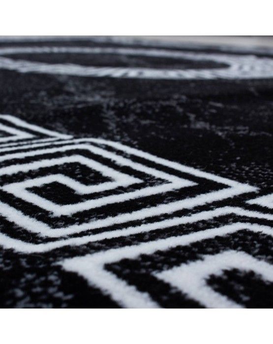 Matta - Modern Design - Ornamental Kant Marmor - Svart Vit - 160x230 cm - 100% Polypropen