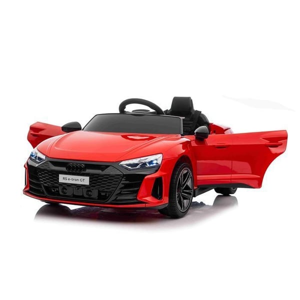 Elbil barn Audi RS E-tron GT 12V, röd, fjärrkontroll 2,4 GHz, USB/AUX/Bluetooth, litiumbatteri, 2x25W motorer
