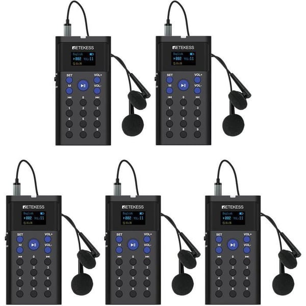 Retekess TT128B Pager Trådlöst System, Automatiserat Turguide System, Stöder 41 Språk, 16GB Minne, för Rundturer, Museum