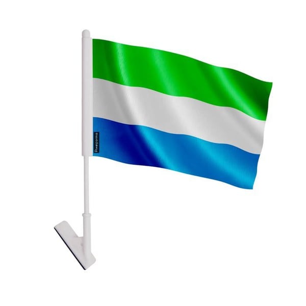 Klistret flagga Sierra Leone – 14 x 21 cm – Mjuk polyester – Lätt att klistra – 5 stycken – Pixelforma