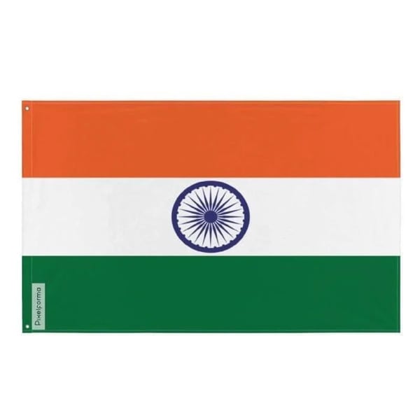 Indiens flagga – 90 x 150 cm – Slitstark polyester – 2 metallöglor – Inomhus / Utomhus – Pixelforma