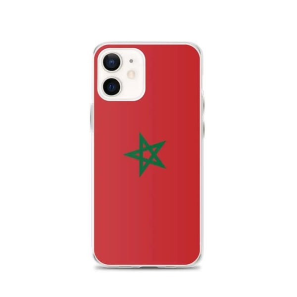 Mobilskal – Marockos flagga – Kompatibel med iPhone 12 – Snyggt skal – Slitstarkt och stöttåligt – Silikon – Pixelforma