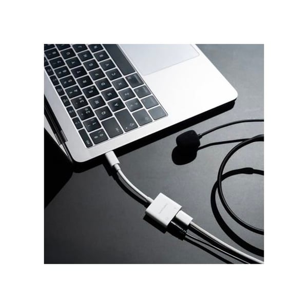 USB-C ljudadapter till Jack - Nano Cable - 11,5 cm - Vit - PD 60W - 24 bitar / 48 kHz - Plug and Play - Kompakt