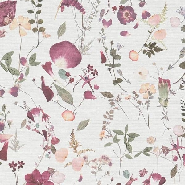 Vävt tapet 397461 Vit Lila Blommor Floral PintWalls II A.S. Creation