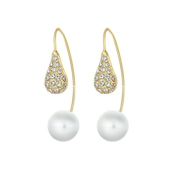 Moderna örhängen med Swarovski-kristaller och pärl LuxePearl 42369.G