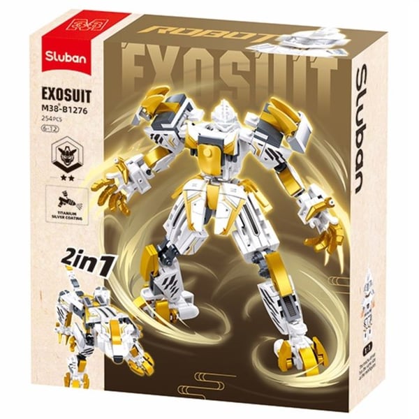 Sluban - Robot Mecha 2 i 1 vit gul - KID DISTRI