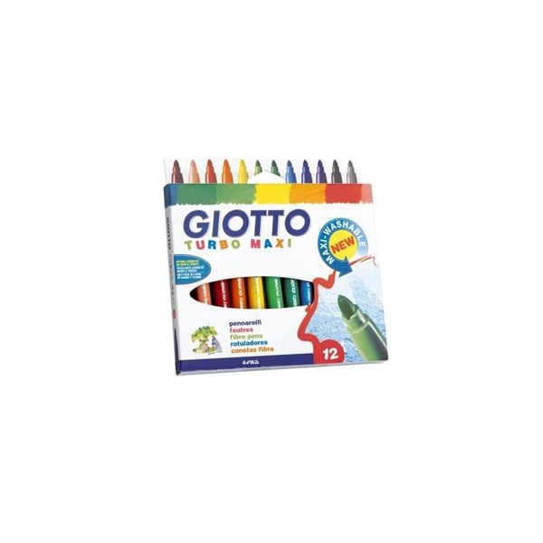 Pennarello - Giotto - Turbo Maxi - 12 bitar - Noir - Spets Ø 5 mm - Tvättbar