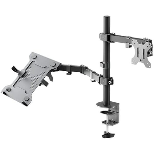 Flexibel skärmstöd - GOOBAY - Modell med hylla - Höj- och sänkbar - Svart - För skärm 13 till 32" Flexibel skärmstöd - GOOBAY - Modell med hylla - Höj- och sänkbar - Svart - För skärm 13 till 32"