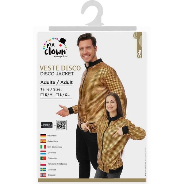 Discojacka - PTIT CLOWN - 24412 - guld - Storlek S/M - Vuxen (Karneval/Halloween)