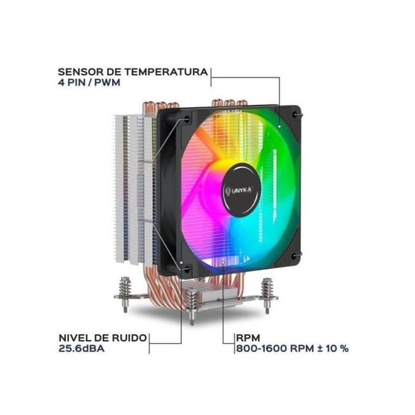 Kylning Luft UNYKAch Socket LGA 1700/AM4 120mm H60 ARGB Anpassningsbar Belysning