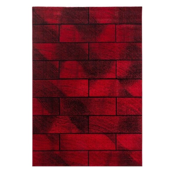 Ayyildiz Modern design matta Röd 240 x 340 cm korta hår, geometriskt mönster, vardagsrum, baksida i jute