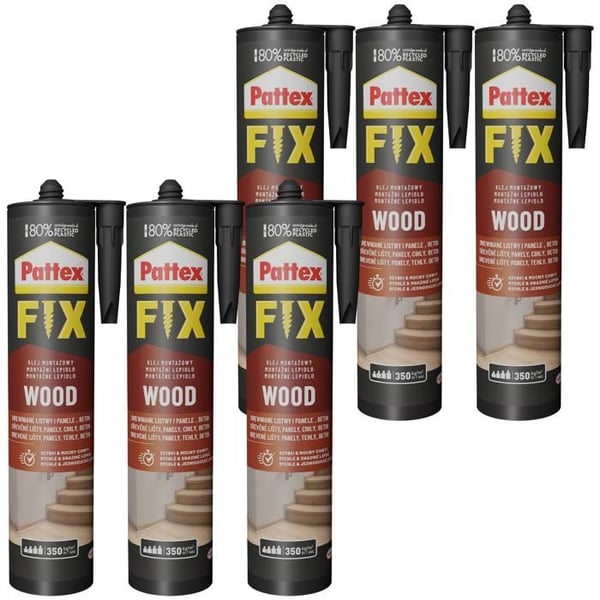 Monteringslim - Pattex - Fix Bois 385g - Lot 6 - Inomhus Vattentålig Trä Gips Keramik