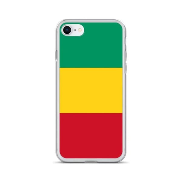 Mobilskal – Guinea Flagga – Kompatibel med iPhone SE – Flexibelt Fodral – Slitstarkt och Stötsäkert – Silikon – Pixelforma