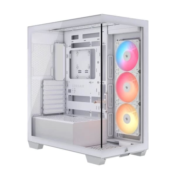 PC-chassi - CORSAIR - 3500X RSR ARGB Tempererat Glas Mid-Tower - 3 ARGB-fläktar med omvänd rotor - Vit