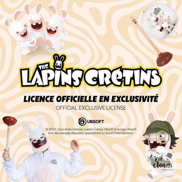 Serre-huvud Rabbids - LITEN CLOWN - Vit/Beige - Officiell Licens - Vuxen