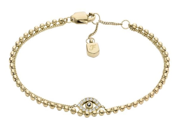 Armband - FOSSIL - 280438 - Rostfritt stål - Glittrande pärlemor - Gyllene och vit