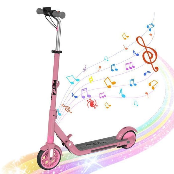 MEGA MOTION Sähköscooter, taitettava, vaaleanpunainen, varustettu kahvalla ja säädettävällä nopeudella, moottori 150W, sopii 6-12-vuotiaille lapsille.