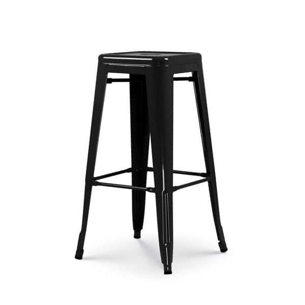 Svart blank metallbarstol i industristil - Höjd 76 cm