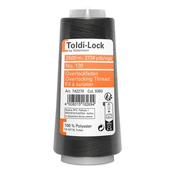 Fil Surjet special Overlock 2500m 100% polyester - Att 559 - 9360 - antracit