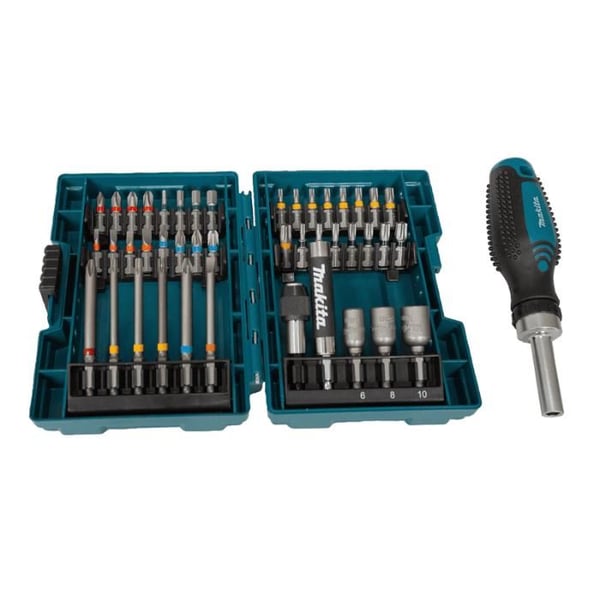 Verktygslåda med spärrnyckel och skruvmejslar 44 delar - MAKITA E-25096