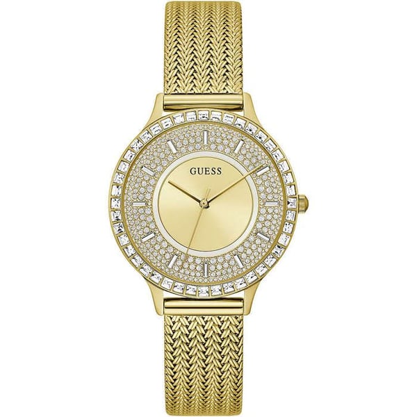 Kvinnotime - Klänning för damer - Guldskiva - Guldstål - Kvartsrörelse - Chic stil