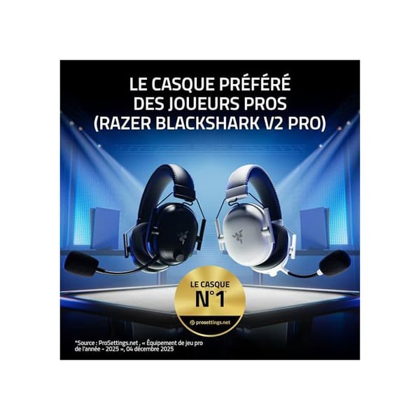Spil headset - Razer - Blackshark V2 Pro - Tempest 3D lyd - Enhedsrettet mikrofon - USB-C/Bluetooth 5.2
