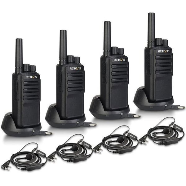 Retevis NR610 Talkie Walkie Professionell, PMR446 Radio Laddningsbar 1200mAh, AI Brusreducering, VOX, för Restaurang (4 St)