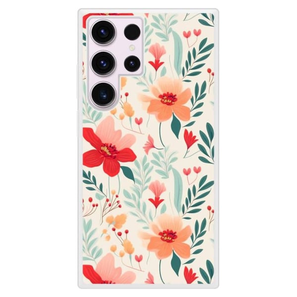 Coque i förstärkt silikon med tryck kompatibel med Samsung Galaxy S23 Ultra Blomvägg