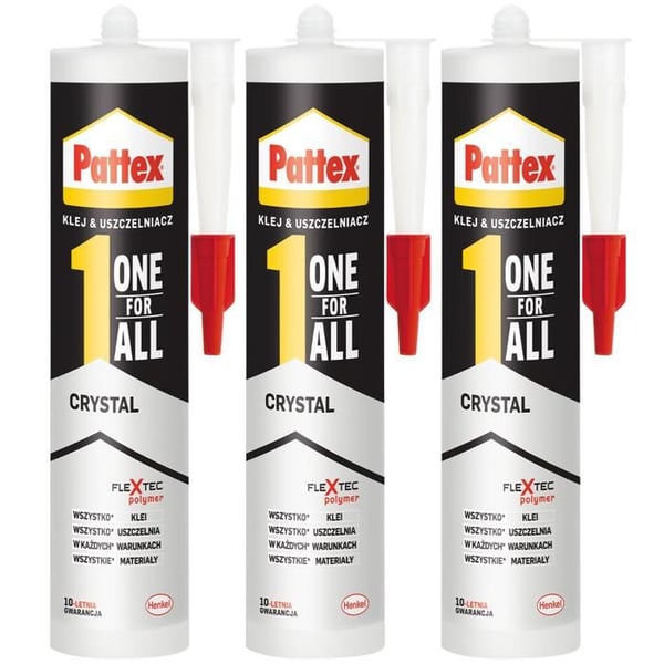 Monteringslim - Pattex - One For All Crystal - Transparent - Paket med 3 - 290g