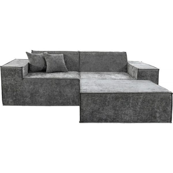 Modulär rak soffa med ottoman i texturerat tyg "Lusso" - 3 platser - Grå
