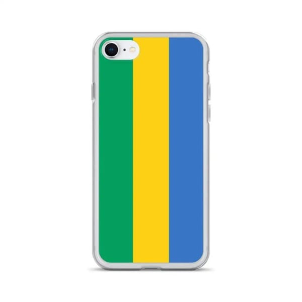 Telefonfodral – Gabons flagga – Kompatibel med iPhone 6 Plus – Mjuk fodral – Hållbar och stötresistent – Silikon – Pixelforma