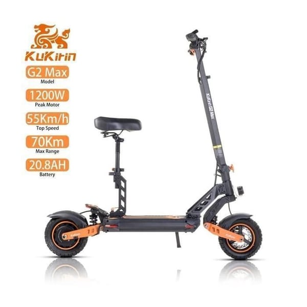 KuKirin G2 Max Elektrisk Scooter - 60 km/t, 80 km Rækkevidde, 30° Stigning, IP54, 10" Terræn Dæk