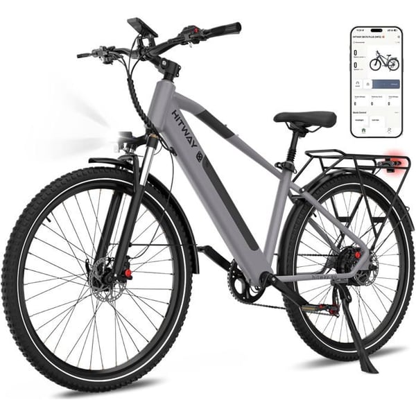 HITWAY Elcykel 29" VAE-Batteri 36V/12.8Ah-Motor 250W - 7 Växlar - MTB Mountainbike - E-BIKE Grå