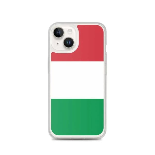 Telefonskal – Italiens flagga – Kompatibel med iPhone 14 – Mjukt fodral – Slitstarkt och stöttåligt – Silikon – Pixelforma