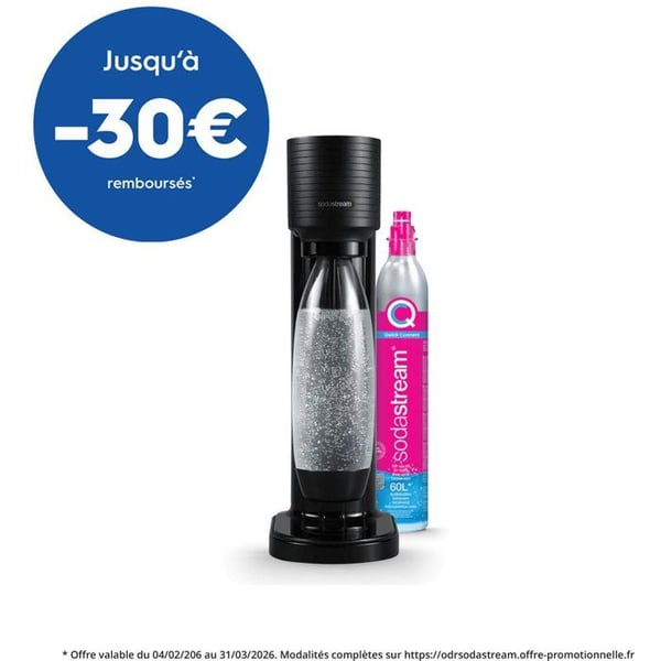 Soda- och kolsyrademaskin SODASTREAM - GAIA Svart - 1 diskmaskinskompatibel flaska - 1 gaspatron 60L