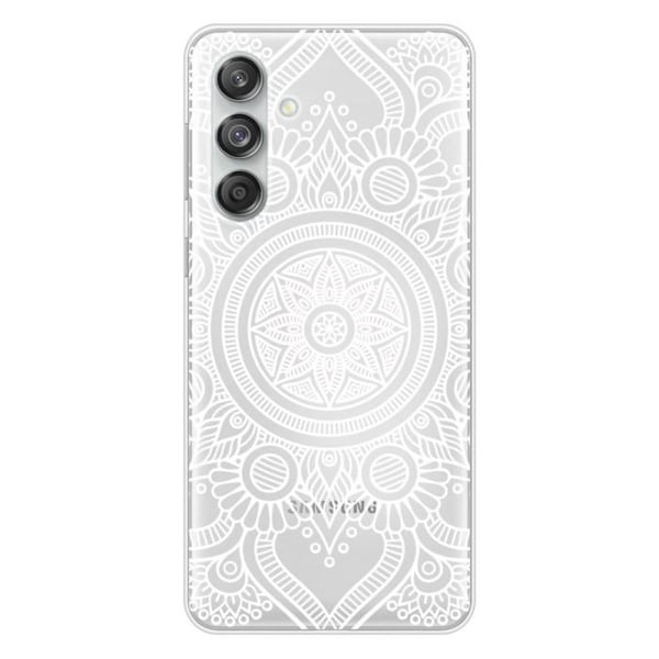 Tryckt silikonfodral som är kompatibelt med Samsung Galaxy M55 5G Mandala vit