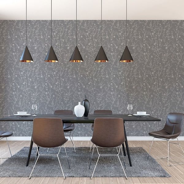 Tapet Blommor M1-No.11068 Intissé Grå Silver Tadessi 10.05m x 0.53 m