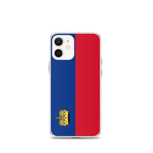 Telefonfodral – Liechtensteins Flagga – Kompatibel med iPhone 12 mini – Mjuk Fodral – Slitstark och Stötsäker - Silikon - Pixelforma