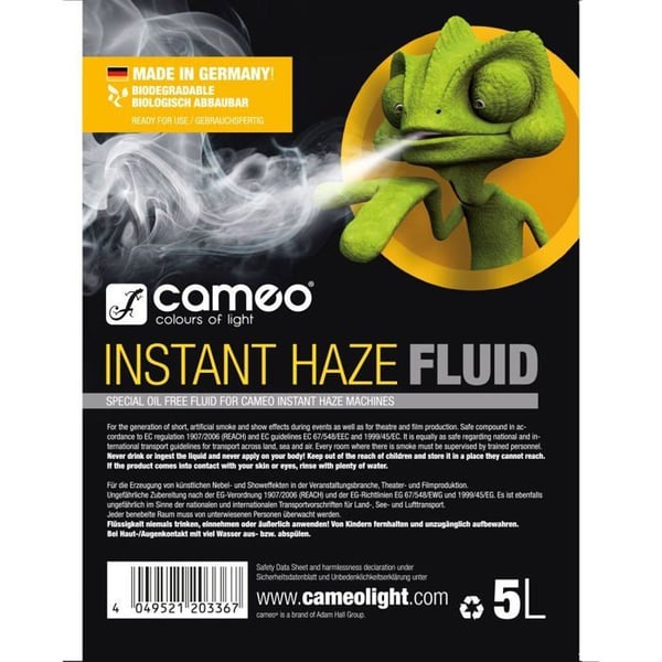 Rökvätska - CAMEO - Instant Haze Fluid - 5 l - Professionell - Snabb spridning