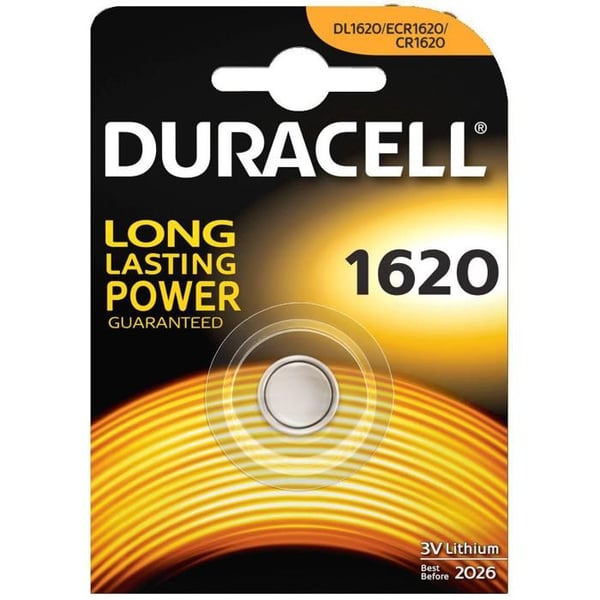 Batteri - DURACELL - 1620 - Litium 3V - 22x3 mm - Säkerhetsförpackning, 10 års lagring