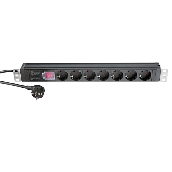 K&M 28674 Multiprise rackbar 19'' Plåt för rack