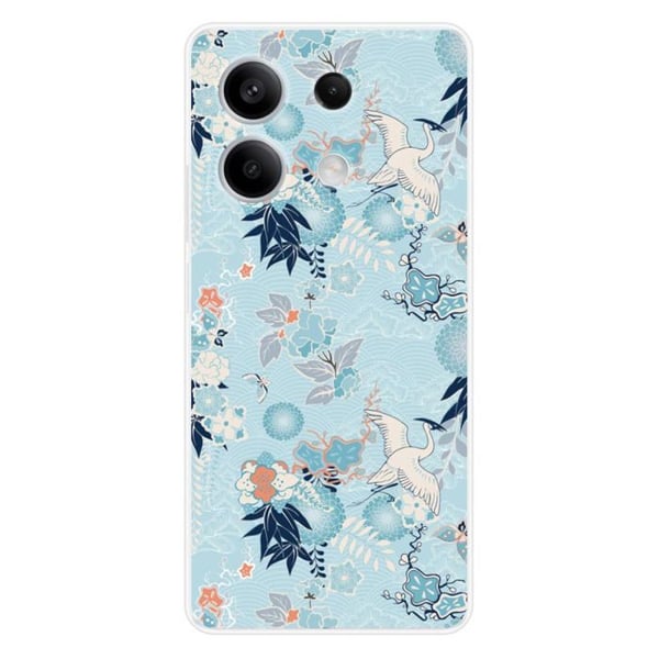 Siliconfodral med tryck - 1001 fodral - Xiaomi Redmi Note 13 5G - Flerfärgad - Kimono-mönster - Halvstyv