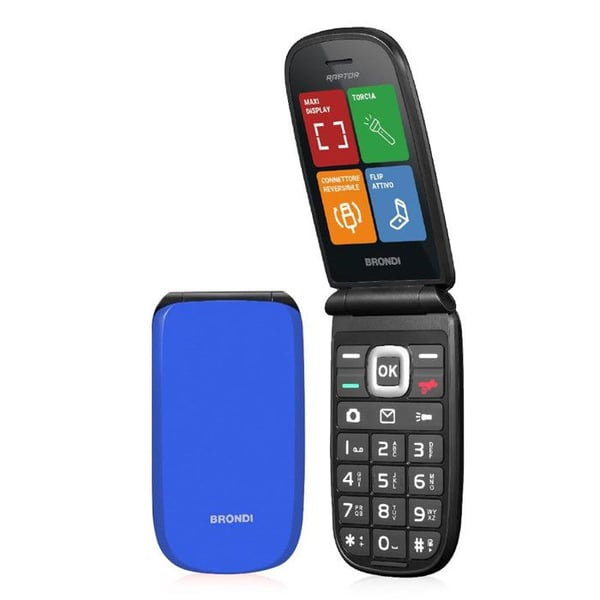 BRONDI Raptor Klaptelefon Dual SIM Blå Skærm 2.8" Bluetooth