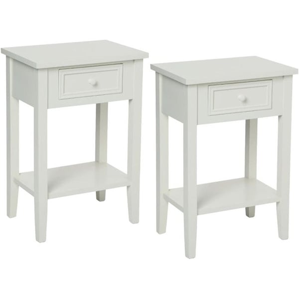 Set med 2 sängbord med 1 låda "Charme" White Atmosphera