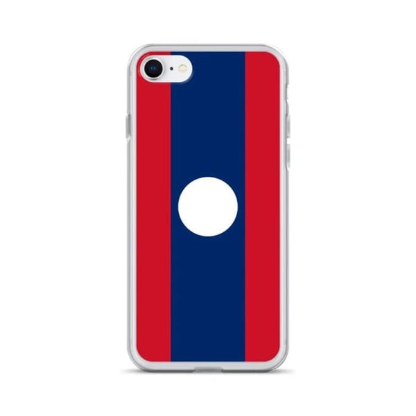 Telefonfodral – Laos flagga – Kompatibel med iPhone 7 Plus – Mjuk fodral – Hållbar och stötresistent – Silikon – Pixelforma