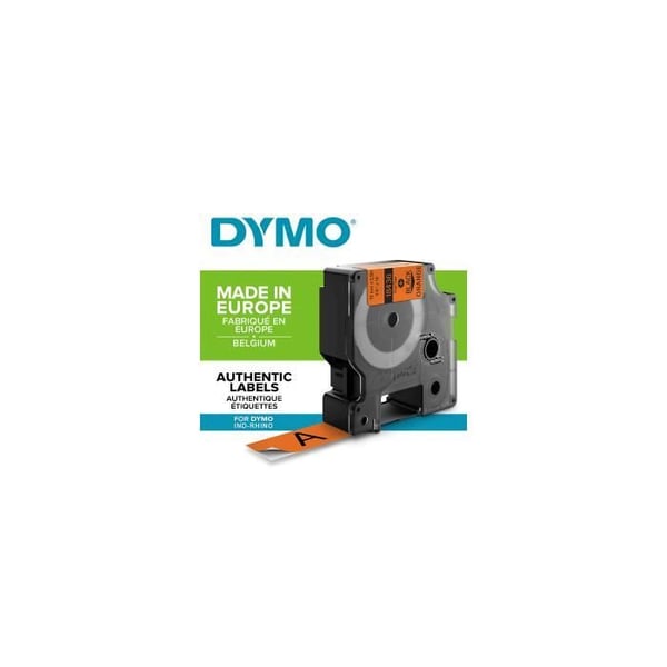 DYMO Rhino - Industriella vinyletiketter 19 mm x 5,5 m - Svart på orange