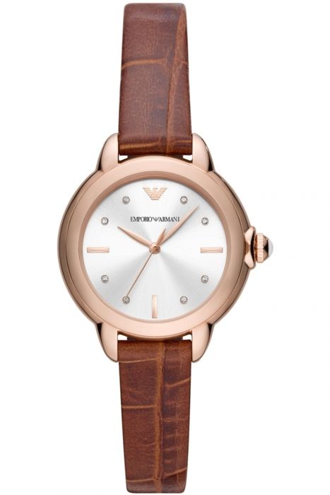 Emporio Armani Damklocka - AR11525 - Brunt läder - 5 ATM vattentät