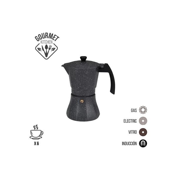 Cafékanna - EDM - Aluminium - 6 koppar - Kompatibel med alla typer av kök - Svart